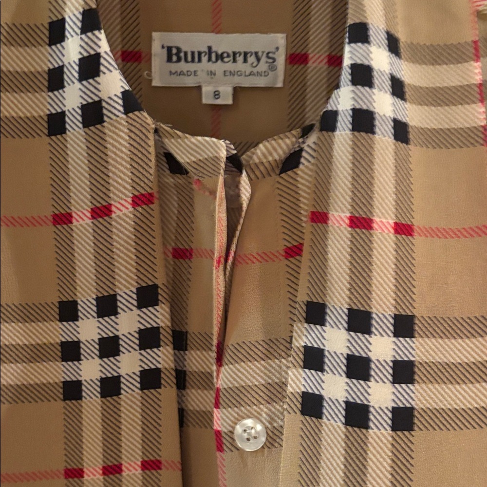 Burberry Tan and Black Plaid Wome button up Shirt - Picture 7 of 10